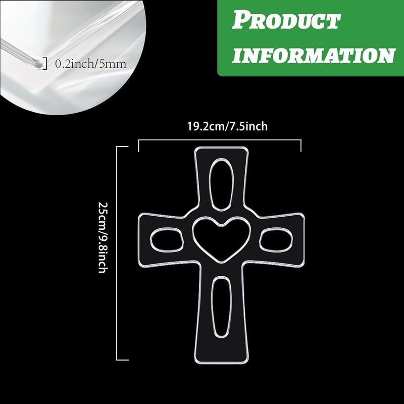 beinkmake Crosses Template Acrylic Clear Valet Tray Hollow Heart Shape Router Template for Woodworking Drawing Inlay Templates Charcuterie Board Handicraft Decorative 7.5x9.8inch - Image 2
